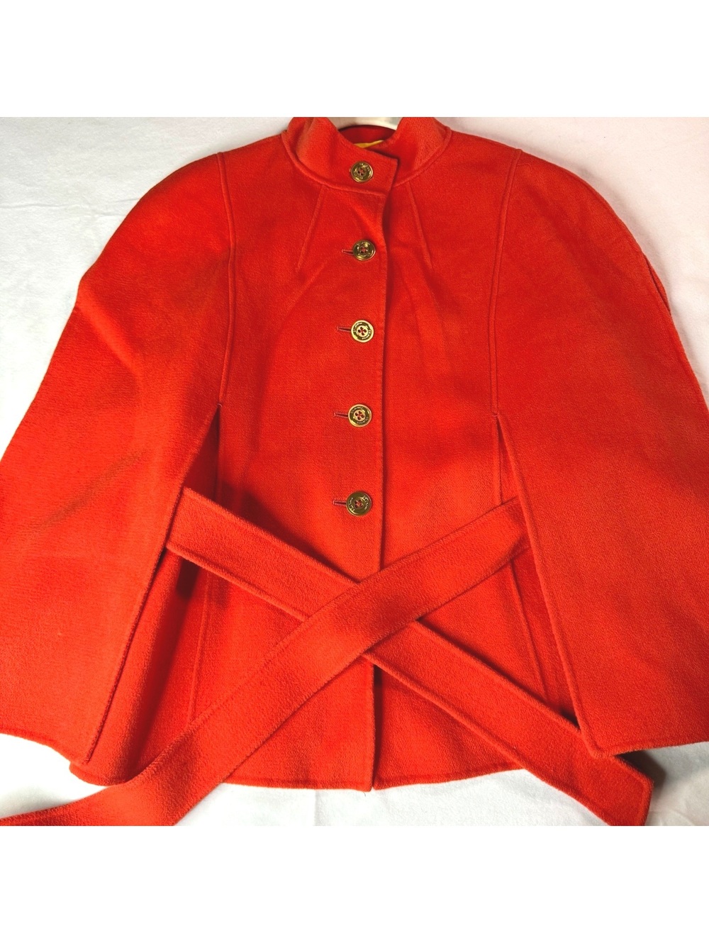 St. John Women's Orange Angora/Wool/Cashmere Cape Jacket with Belt Size S